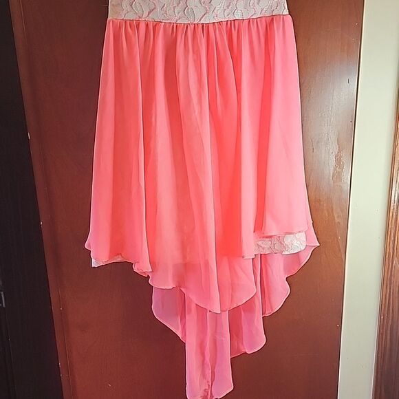 Hot Pink B. DARLIN Shear & Lacy Short Dress - Picture 3 of 10